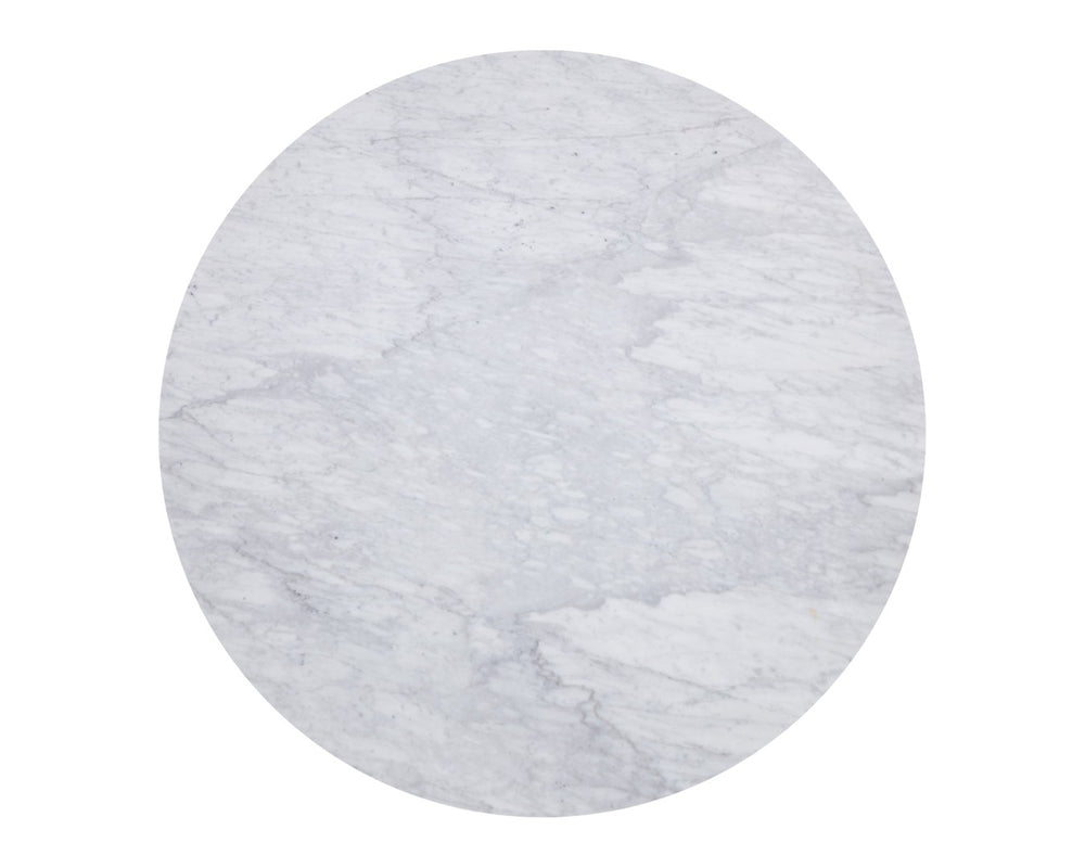 Sunpan PALOMA Dining Table - Round White Marble Centerpiece with Sculptural Cream Base & Gold Inlay 110253