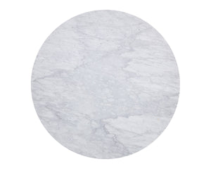 Sunpan PALOMA Dining Table - Round White Marble Centerpiece with Sculptural Cream Base & Gold Inlay 110253