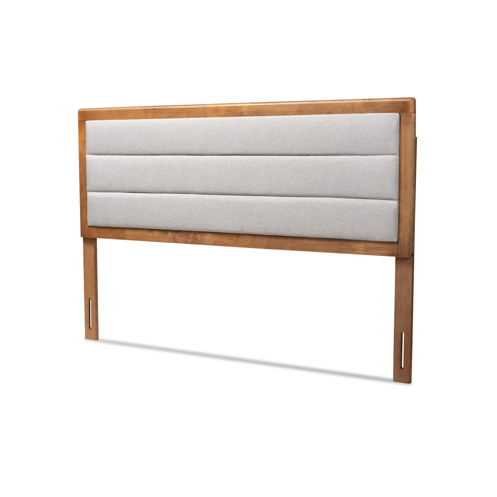 Baxton Studio Baxton Studio Dexter Modern Light Grey Upholstered Headboard with Walnut Finish for Cozy Bedrooms Light Queen MG9732-Light Grey/Walnut-Queen-HB
