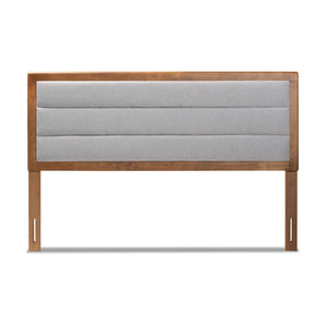 Baxton Studio Baxton Studio Dexter Modern Light Grey Upholstered Headboard with Walnut Finish for Cozy Bedrooms Light Queen MG9732-Light Grey/Walnut-Queen-HB