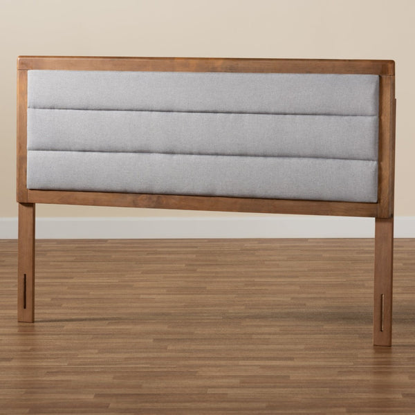 Baxton Studio Baxton Studio Dexter Modern Light Grey Upholstered Headboard with Walnut Finish for Cozy Bedrooms Light Queen MG9732-Light Grey/Walnut-Queen-HB