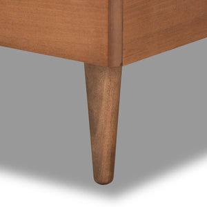 Baxton Studio Baxton Studio Seren Twin Platform Bed - Mid-Century Modern Dark Grey Upholstery & Walnut Finish Seren-Dark Grey/Walnut-Twin-HB