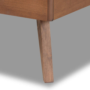 Baxton Studio Baxton Studio Linn Twin Platform Bed - Mid-Century Modern Design with Dark Grey Upholstery & Walnut Finish Linn-Dark Grey/Walnut-Twin