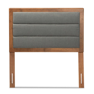 Baxton Studio Baxton Studio Modern Upholstered Headboard with Walnut Finish and Adjustable Height for Cozy Bedrooms Twin MG9732-Dark Grey/Walnut-Twin-HB