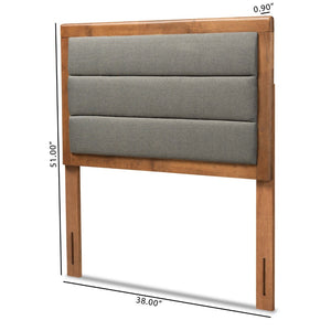 Baxton Studio Baxton Studio Modern Upholstered Headboard with Walnut Finish and Adjustable Height for Cozy Bedrooms Twin MG9732-Dark Grey/Walnut-Twin-HB
