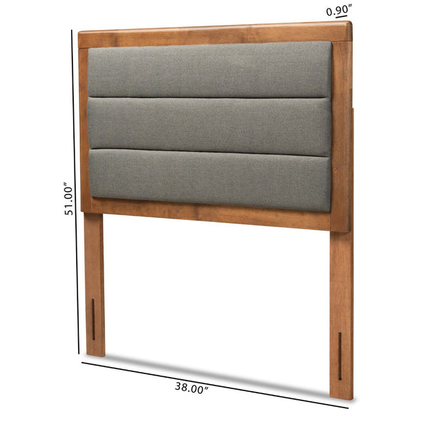 Baxton Studio Baxton Studio Modern Upholstered Headboard with Walnut Finish and Adjustable Height for Cozy Bedrooms Twin MG9732-Dark Grey/Walnut-Twin-HB