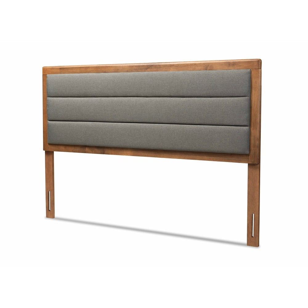 Baxton Studio Baxton Studio Modern Upholstered Headboard with Walnut Finish and Adjustable Height for Cozy Bedrooms Queen MG9732-Dark Grey/Walnut-Queen-HB