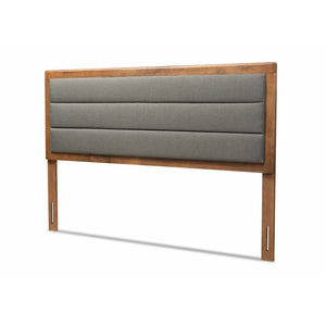 Baxton Studio Baxton Studio Modern Upholstered Headboard with Walnut Finish and Adjustable Height for Cozy Bedrooms Queen MG9732-Dark Grey/Walnut-Queen-HB