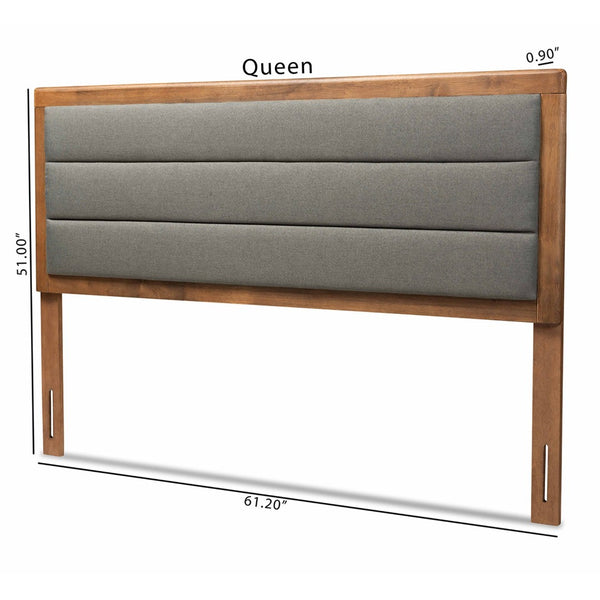 Baxton Studio Baxton Studio Modern Upholstered Headboard with Walnut Finish and Adjustable Height for Cozy Bedrooms Queen MG9732-Dark Grey/Walnut-Queen-HB
