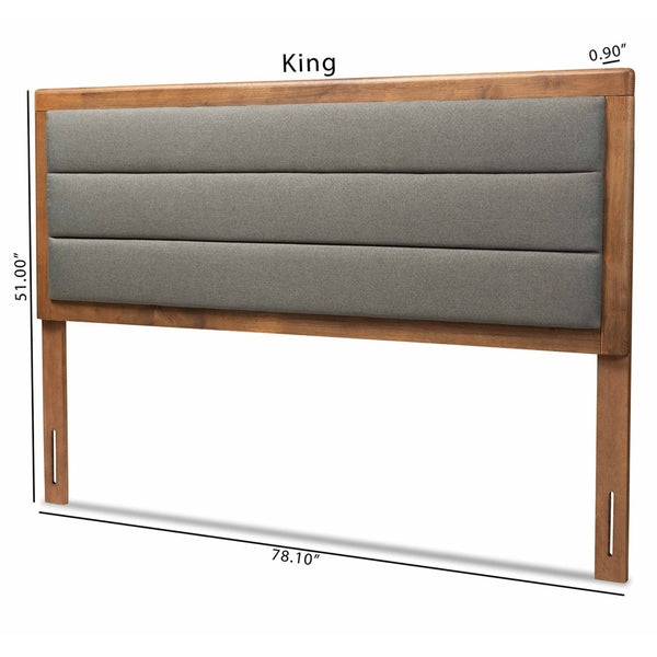 Baxton Studio Baxton Studio Modern Upholstered Headboard with Walnut Finish and Adjustable Height for Cozy Bedrooms Queen MG9732-Dark Grey/Walnut-Queen-HB