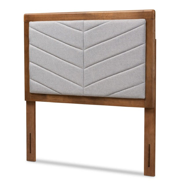 Baxton Studio Baxton Iden Modern Light Grey Upholstered Twin Headboard with Walnut Frame – Stylish & Adjustable MG9733-Light Grey/Walnut-Twin-HB