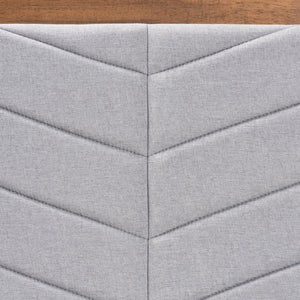 Baxton Studio Baxton Studio Mid-Century Modern Twin Platform Bed with Chevron-Tufted Headboard in Walnut Finish Roze Light Roze-Light Grey/Walnut-Twin