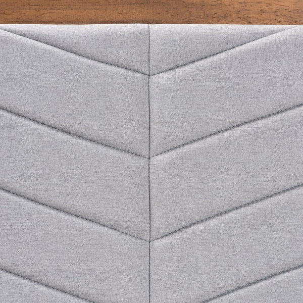 Baxton Studio Baxton Studio Mid-Century Modern Twin Platform Bed with Chevron-Tufted Headboard in Walnut Finish Roze Light Roze-Light Grey/Walnut-Twin