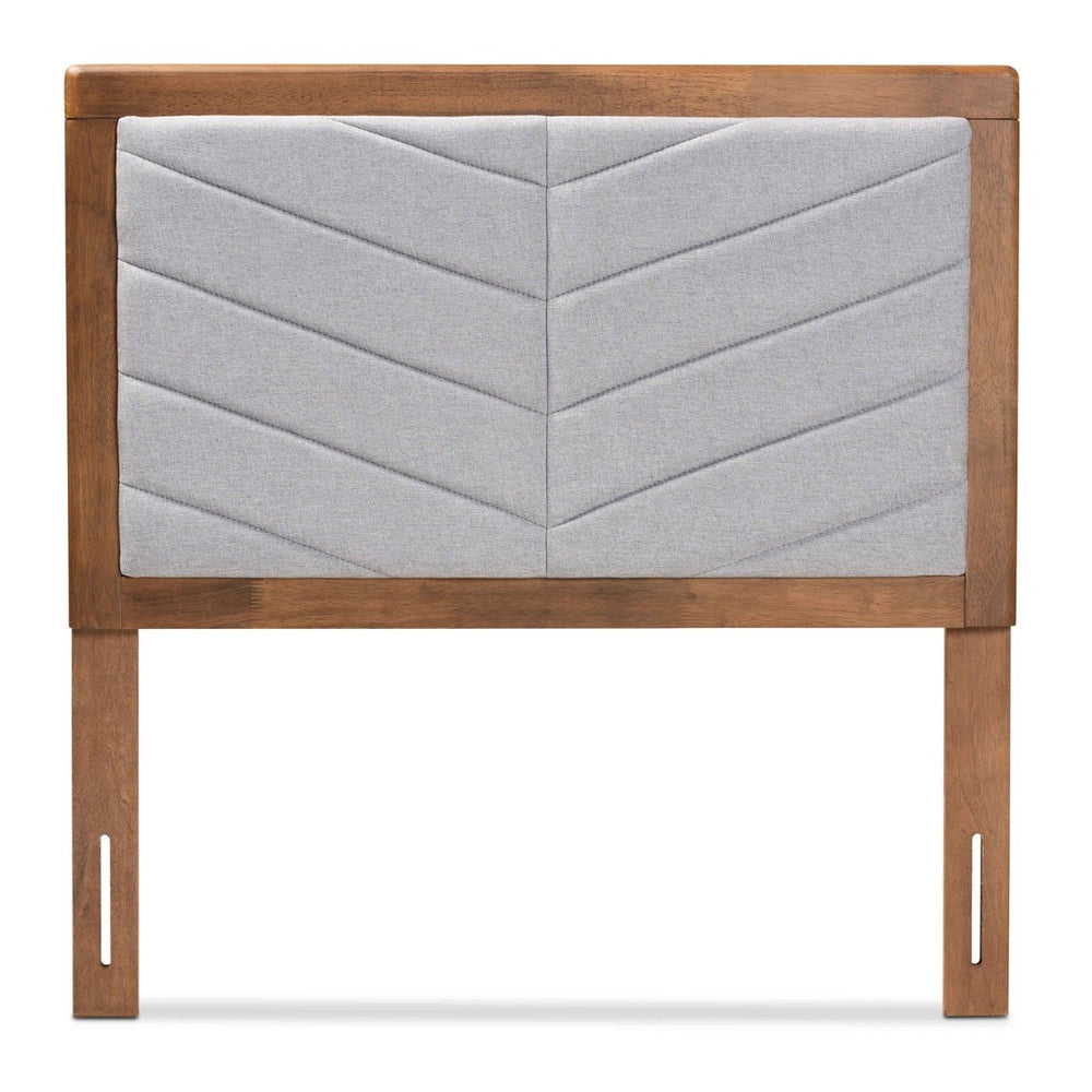 Baxton Studio Baxton Iden Modern Light Grey Upholstered Twin Headboard with Walnut Frame – Stylish & Adjustable MG9733-Light Grey/Walnut-Twin-HB
