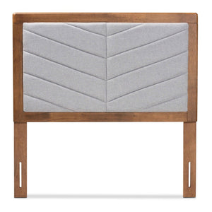 Baxton Studio Baxton Iden Modern Light Grey Upholstered Twin Headboard with Walnut Frame – Stylish & Adjustable MG9733-Light Grey/Walnut-Twin-HB