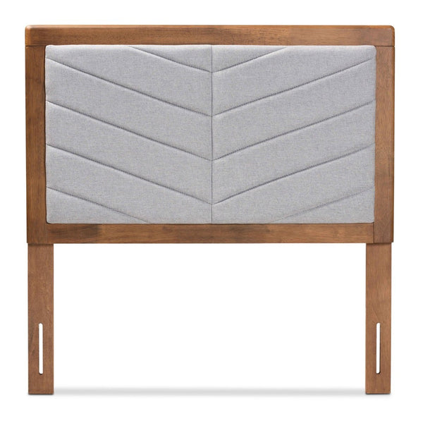 Baxton Studio Baxton Iden Modern Light Grey Upholstered Twin Headboard with Walnut Frame – Stylish & Adjustable MG9733-Light Grey/Walnut-Twin-HB