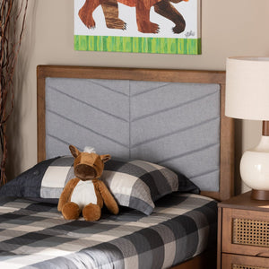 Baxton Studio Baxton Iden Modern Light Grey Upholstered Twin Headboard with Walnut Frame – Stylish & Adjustable MG9733-Light Grey/Walnut-Twin-HB