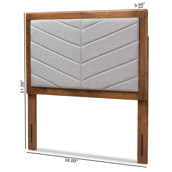 Baxton Studio Baxton Iden Modern Light Grey Upholstered Twin Headboard with Walnut Frame – Stylish & Adjustable MG9733-Light Grey/Walnut-Twin-HB