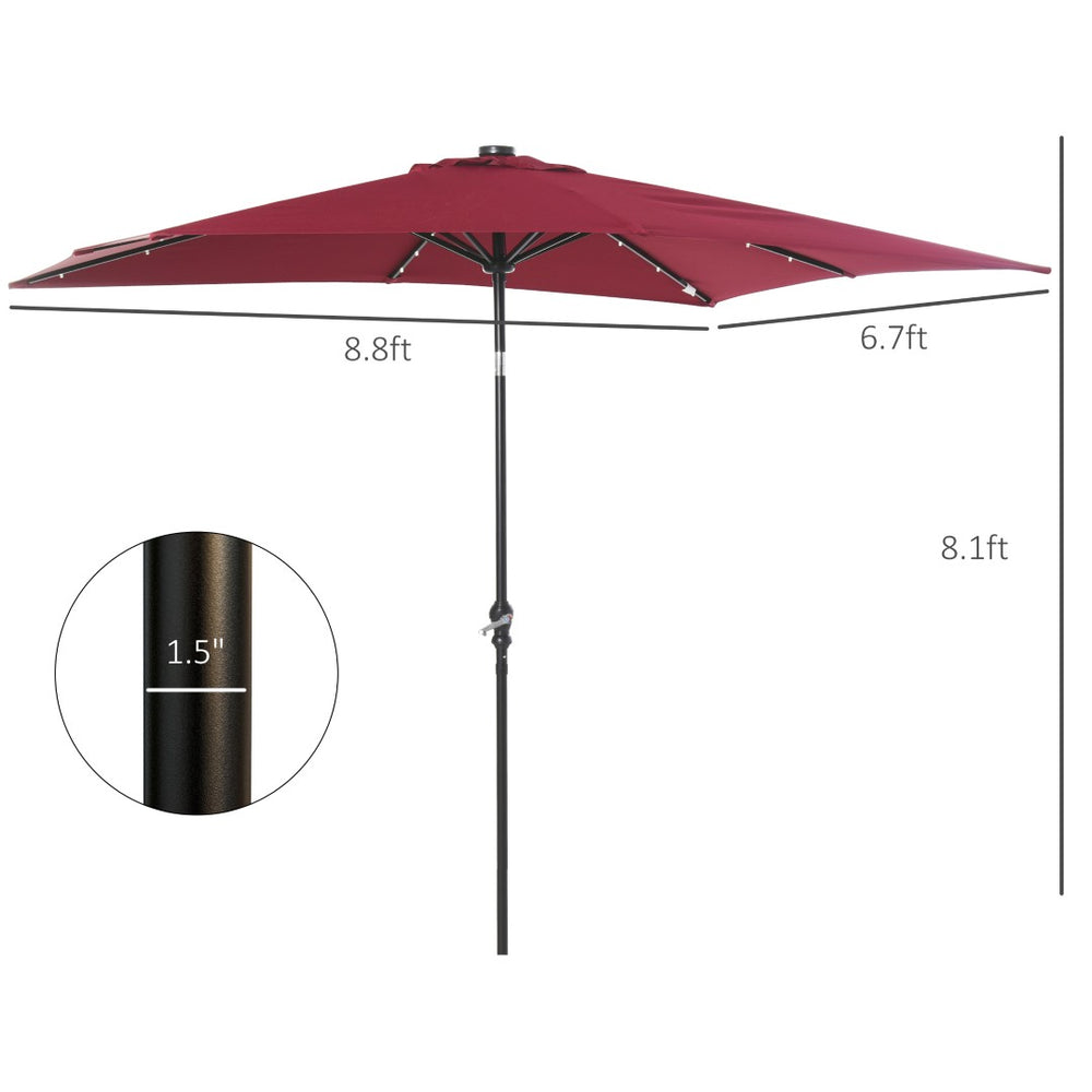 English Elm Sun Solar Patio Umbrella with Built-in Led Rib Lights for Deck or Poolside Use T3971P388837