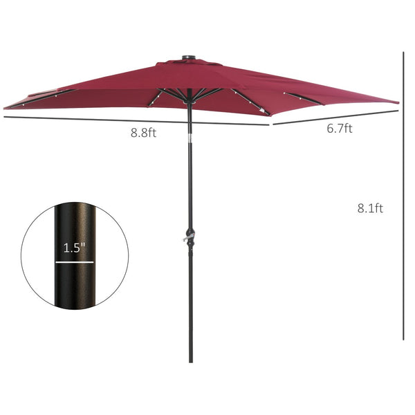 English Elm Sun Solar Patio Umbrella with Built-in Led Rib Lights for Deck or Poolside Use T3971P388837