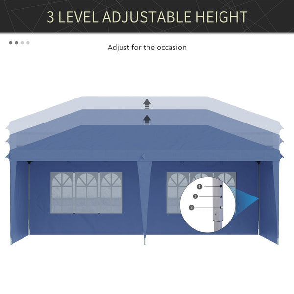 English Elm Outsunny 10' X 20' Heavy Duty Pop Up Canopy Tent With 4 Sidewalls For Stylish Outdoor Events & Gatherings W2225P174282-GIGA