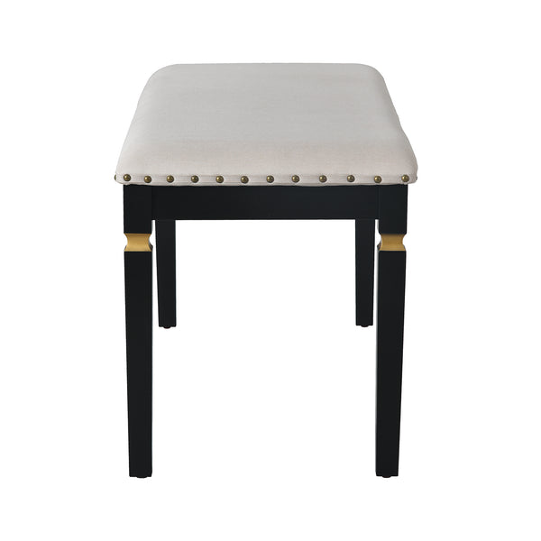 English Elm 6-Piece Kitchen Dining Set with 60" Rectangular Table, Tufted High-Back Chairs & Bench, Durable Wood Black N752S001080B