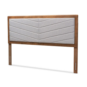 Baxton Studio Baxton Studio Modern King Size Headboard - Dark Grey Upholstered with Chevron Tufting & Walnut Finish Iden Light King MG9733-Light Grey/Walnut-King-HB