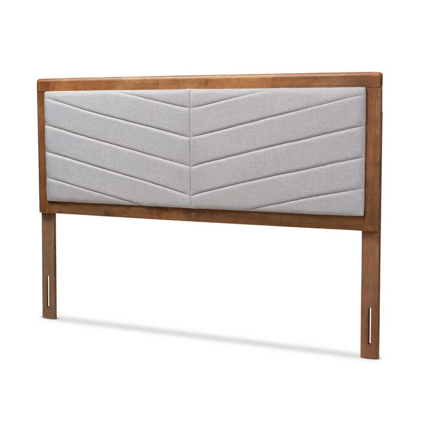 Baxton Studio Baxton Studio Modern King Size Headboard - Dark Grey Upholstered with Chevron Tufting & Walnut Finish Iden Light King MG9733-Light Grey/Walnut-King-HB