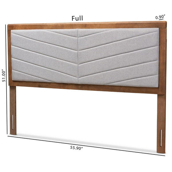 Baxton Studio Baxton Studio Iden Modern Queen Headboard - Light Grey Fabric & Walnut Frame for Cozy Elegance MG9733-Light Grey/Walnut-Queen-HB