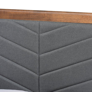 Baxton Studio Baxton Studio Tasha Twin Platform Bed with Chevron Tufted Headboard in Dark Grey & Walnut Finish Tasha-Dark Grey/Walnut-Twin