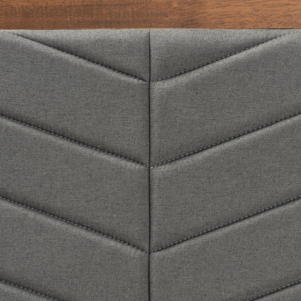 Baxton Studio Baxton Studio Tasha Twin Platform Bed with Chevron Tufted Headboard in Dark Grey & Walnut Finish Tasha-Dark Grey/Walnut-Twin