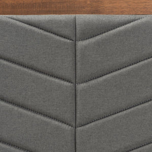 Baxton Studio Baxton Studio Mid-Century Modern Twin Platform Bed with Chevron-Tufted Headboard in Walnut Finish Roze Dark Roze-Dark Grey/Walnut-Twin