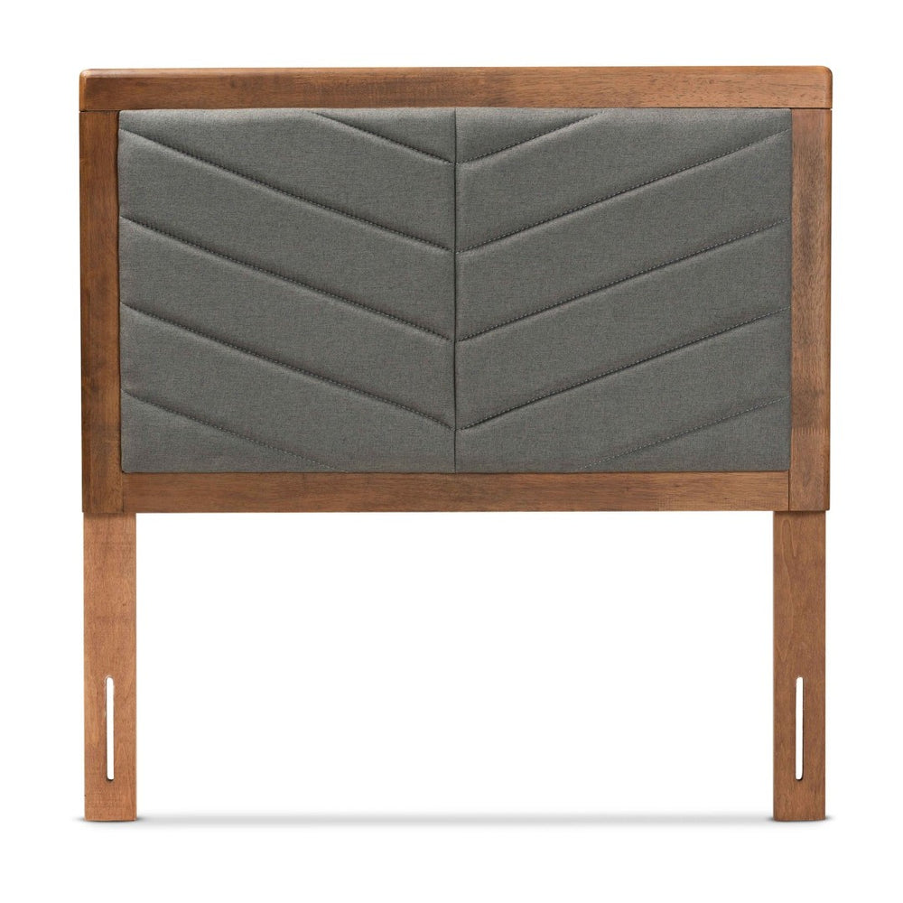 Baxton Studio Baxton Iden Modern Twin Size Headboard in Dark Grey Fabric & Walnut Wood - Stylish & Adjustable Design MG9733-Dark Grey/Walnut-Twin-HB