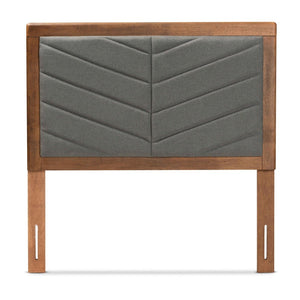 Baxton Studio Baxton Iden Modern Twin Size Headboard in Dark Grey Fabric & Walnut Wood - Stylish & Adjustable Design MG9733-Dark Grey/Walnut-Twin-HB