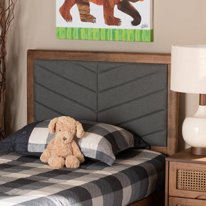 Baxton Studio Baxton Iden Modern Twin Size Headboard in Dark Grey Fabric & Walnut Wood - Stylish & Adjustable Design MG9733-Dark Grey/Walnut-Twin-HB