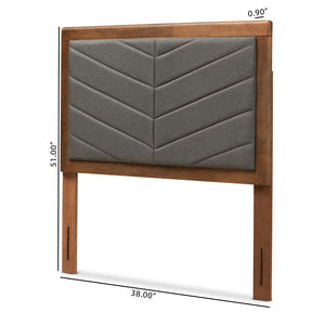 Baxton Studio Baxton Iden Modern Twin Size Headboard in Dark Grey Fabric & Walnut Wood - Stylish & Adjustable Design MG9733-Dark Grey/Walnut-Twin-HB