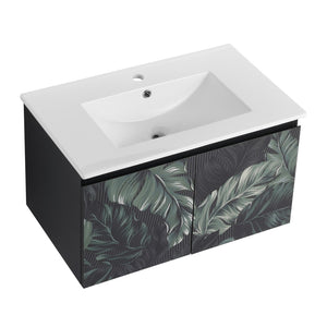 English Elm 30'' Floating Wall-Mounted Bathroom Vanity With Ceramic Sink & Soft-Close Doors For Modern Spaces P1 W999S00215-GIGA