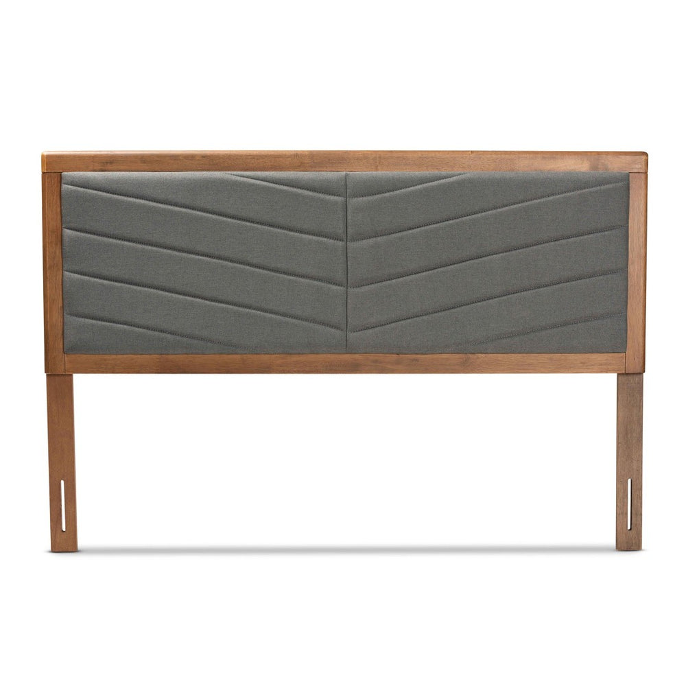 Baxton Studio Baxton Studio Modern King Size Headboard - Dark Grey Upholstered with Chevron Tufting & Walnut Finish Iden Dark Queen MG9733-Dark Grey/Walnut-Queen-HB
