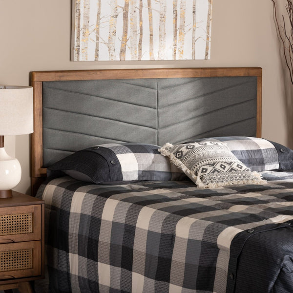 Baxton Studio Baxton Studio Modern King Size Headboard - Dark Grey Upholstered with Chevron Tufting & Walnut Finish Iden Dark Queen MG9733-Dark Grey/Walnut-Queen-HB