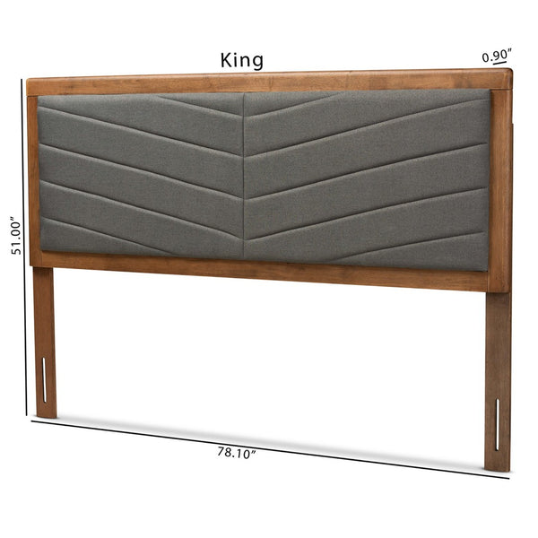 Baxton Studio Baxton Studio Modern King Size Headboard - Dark Grey Upholstered with Chevron Tufting & Walnut Finish Iden Dark Queen MG9733-Dark Grey/Walnut-Queen-HB