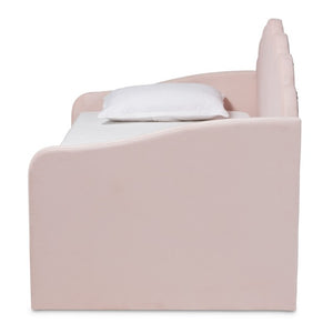 Baxton Studio Baxton Timila Modern Light Pink Velvet Upholstered Daybed with Trundle - Stylish Comfort & Design Twin BBT61047T-Light Pink Velvet-Daybed-T/T