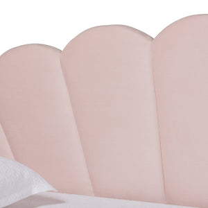 Baxton Studio Baxton Studio Timila Elegant Light Pink Velvet Daybed with Trundle - Modern Seashell Design Comfort BBT61047T-Light Pink Velvet-Daybed-F/T