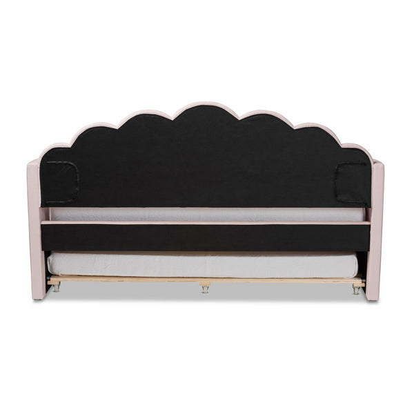 Baxton Studio Baxton Studio Timila Elegant Light Pink Velvet Daybed with Trundle - Modern Seashell Design Comfort BBT61047T-Light Pink Velvet-Daybed-F/T