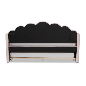 Baxton Studio Baxton Timila Modern Light Pink Velvet Upholstered Daybed with Trundle - Stylish Comfort & Design Twin BBT61047T-Light Pink Velvet-Daybed-T/T