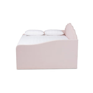Baxton Studio Baxton Timila Modern Light Pink Velvet Upholstered Daybed with Trundle - Stylish Comfort & Design Queen BBT61047T-Light Pink Velvet-Daybed-Q/T