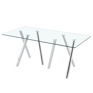 English Elm 9-piece Square Dining Set Seats 8 with Suede Chairs and Two-tone Metal Frame Silver,White W3875S00050