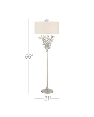 Currey & Company Forget-me-not Gold Floor Lamp - Elegant Two-light Design With Crystal Finial And Floral Accents Silver Crystal ,Metal 8000-0169-currey-company