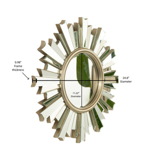 English Elm 26'' HenGis Mirror — Sunburst Silver Wall Mirror with PU Rays, Decorative Clear Center for Entryways and Living Rooms W2615P346492