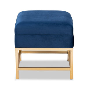 Baxton Studio Baxton Studio Aliana Navy Velvet Storage Ottoman with Gold Legs - Glam Chic for Stylish Spaces JY19B-051S-Navy Blue Velvet/Gold-Otto