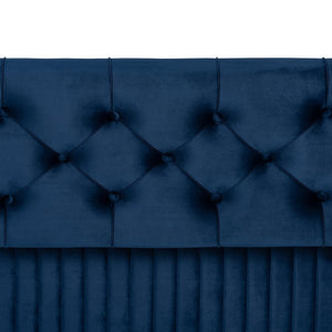 Baxton Studio Baxton Studio Navy Blue Velvet Storage Ottoman with Walnut Legs - Elegant, Versatile & Chic Design HY2A19B046S-Navy Blue Velvet-Otto